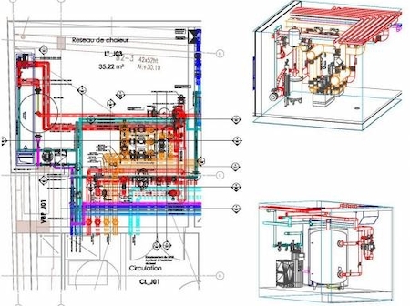 Clean Elec bureaux d’études sous traitant fluides a fait les plans 3D REVIT du bâtiment tertiaire H2B à Clichy la Garenne (92) - région Parisienne